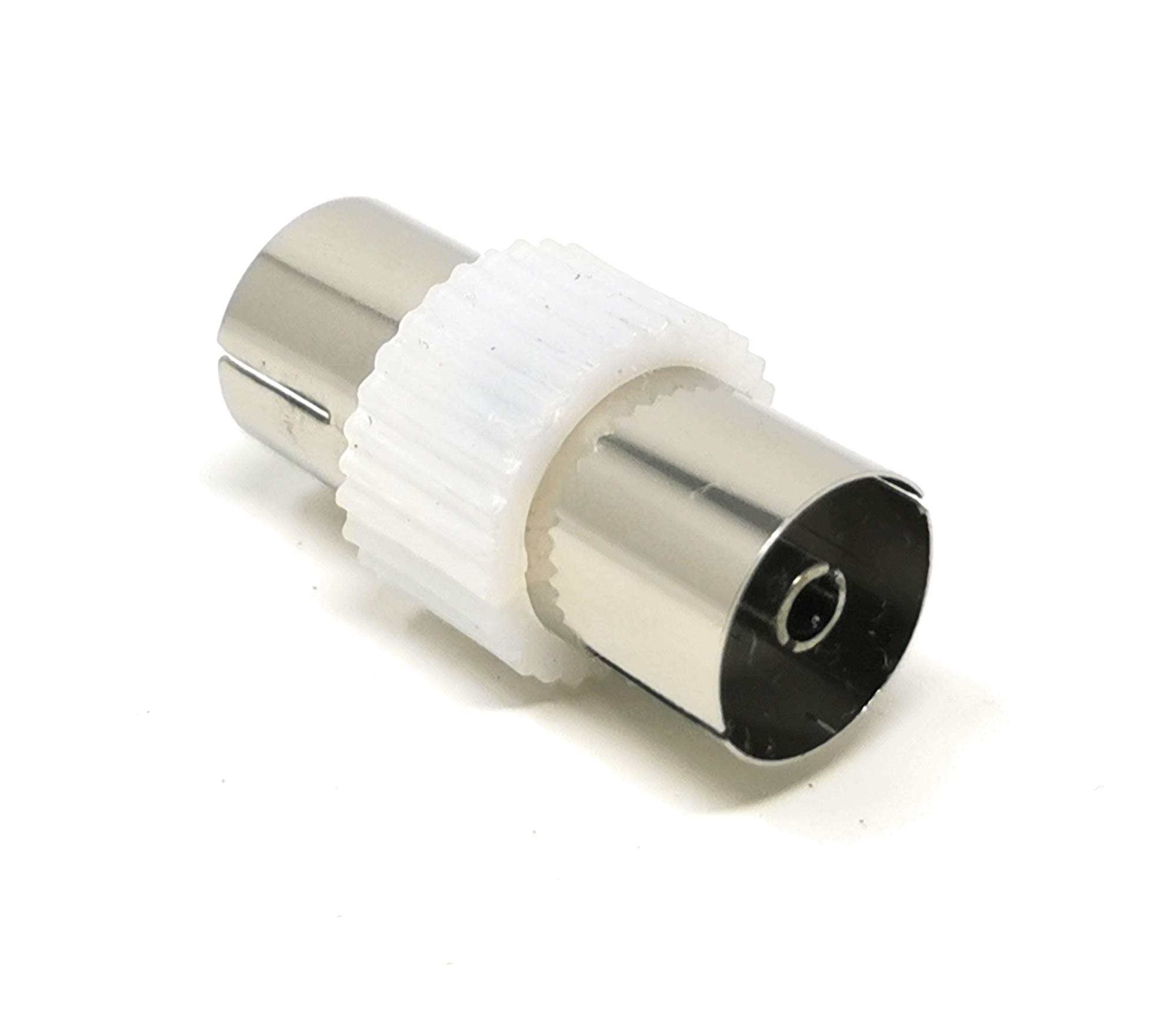 Maincore TV Aerial Antenna Cable Female to Female RF Coaxial Joiner – F-to-F Socket Coupler Adapter for TV, Freeview, SKY, Satellite & DVB-T (White/Silver) — image 1