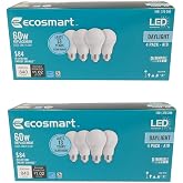 EcoSmart 60W Equivalent Daylight A19 Energy Star, Dimmable LED Light Bulb (8 Pack)
