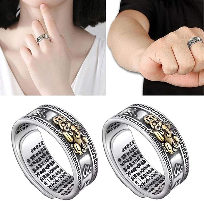 LXING Design Unisex Pixiu Charms Ring Feng Shui Amulet Lucky Wealth
