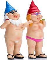 Renyigou 2Pcs Garden Gnomes Naughty Couple Nude Resin Dwarf Statues view 9