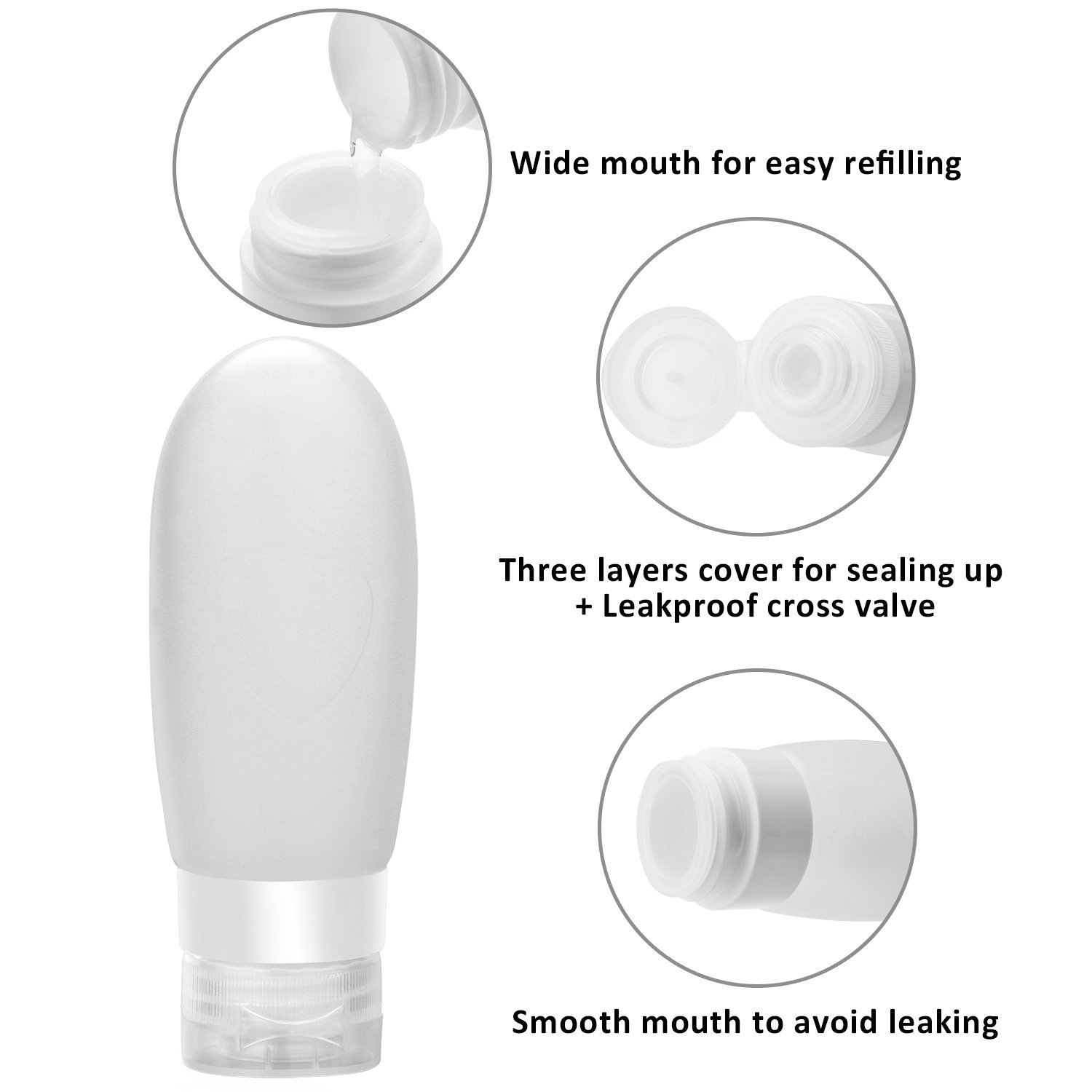 Uerstar Travel Bottles,Leakproof Silicone Refillable Travel Containers,Squeezable Travel Tube Sets Cosmetic Toiletry Containers for Shampoo Lotion Soap