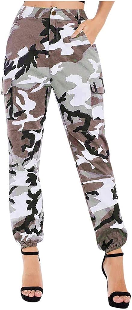 Women Summer Modal Camouflage Sports Fitness Yoga Leisure Cargo Pants: Clothing