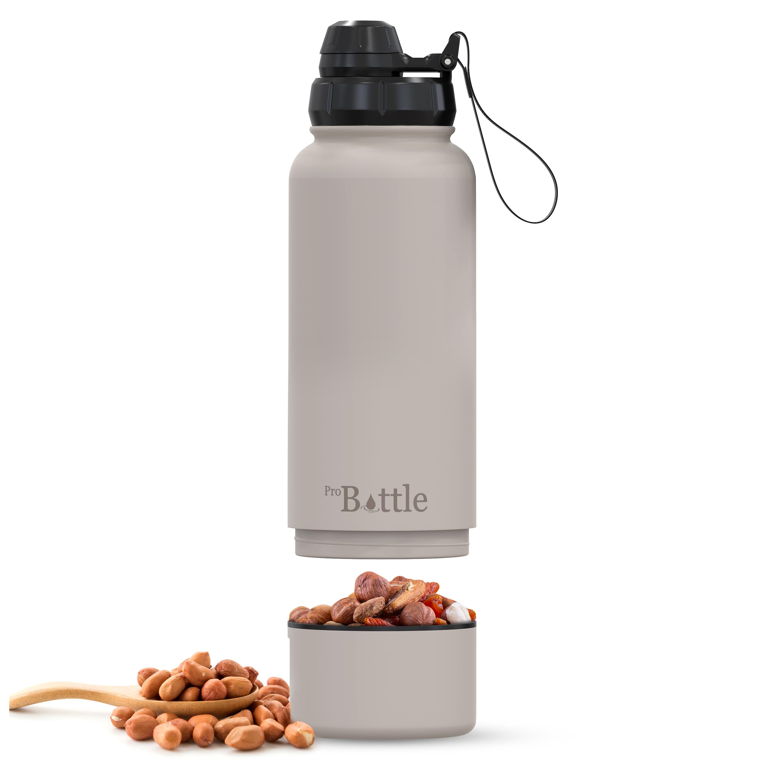 ProBottle Double Wall Insulated Water Bottle - Diversion Safe Storage Stainless Steel 1 Litre Water Bottle with 8 oz Storage Compartment, Wide Mouth Flask with Powder Coated Exterior, 5070002729600