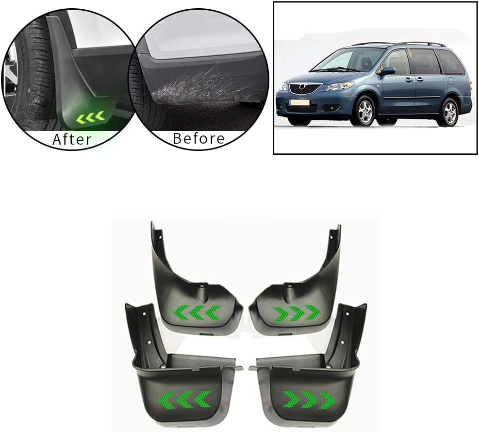 Front Rear Mudguards For Peugeot 407 Mud Flaps Fenders 4PCS Reflective Splash Guards Arrow Green