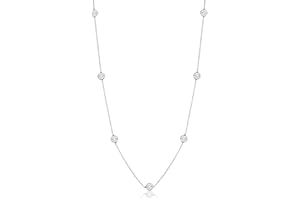 NYC STERLING Sterling Silver Station Necklace 16-30 inch - Round Cubic Zirconia CZ Station Necklace - Statement Necklace for Women, Teens - Lead-Free, Nickel-Free Jewelry - Long Layering Necklaces - Gift for Her