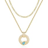 MEVECCO Layered Circle Necklace Stack Handmade 18k Gold Plated Dainty Gold Layering Charm Choker Pendant Necklace Set for Women Personalized Jewelry Gift