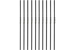 Opulsph 10 Pcs Wrought Iron Balusters, 1/2 Inch Spiral Stair Railing, Black Metal Spindles for Indoor Railing, Decks, Outdoor