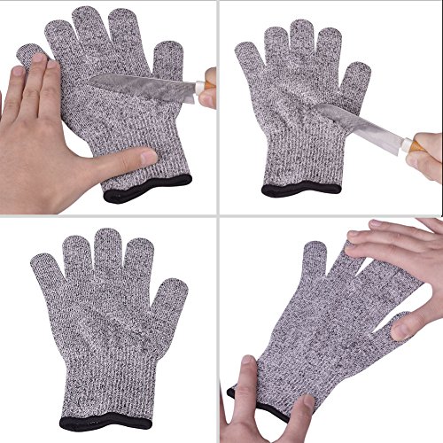 2 Pairs Cut Resistant Gloves, LKY DIGITAL High Performance Level 5 Protection, Food Grade Kitchen Glove for Hand Safety while Cutting, Cooking, doing Yard Work(Large)