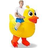 Camlinbo Halloween Inflatable Duck Costume for Adults Men Women, Funny Ride On Duck Blow Up Riding Animals Yellow Costume for Halloween Cosplay Party