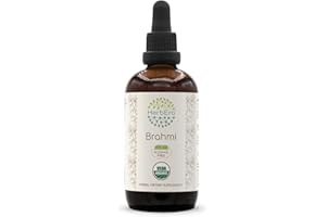 HerbEra Brahmi B120 Alcohol-Free Herbal Extract Tincture, Concentrated Liquid Drops Natural USDA Organic Brahmi (Bacopa Monnieri) Dried Herb (4 fl oz)