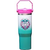 Spoontiques Nurse 30oz Stainless Steel Water Bottle - 10" Tall, Twist Off Lid & Carrying Handle - Stainless Steel Outer Wall & Acrylic Inner Wall