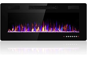 Electactic 42 Inch Electric Fireplace Insert Ultra-Thin - Recessed & Wall-Mounted Fireplace Heater with Thermostat, Adjustable Flame, Remote Control - Linear with Timer, Touch Screen, 750/1500W