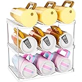 ANIS·KEAAR 3 Tier Stackable Water Bottle Organizer – Larger Compartments for 40 oz Stanley/Yeti Tumblers, Clear Storage Holder & Wine Rack, Cup Organizer for Kitchen Cabinets/Counter/Pantry