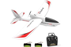 VOLANTEXRC Ranger 400 One Key Remote Control Airplane with Xpilot Stabilization, Gyroscope, 3 Level Control, and Lightweight Design, Red and White