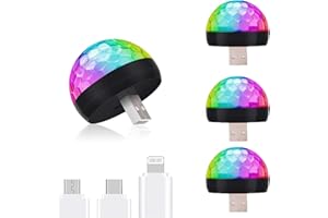 TOZLU USB Mini Disco Light USB Mini Portable Disco Ball with Mobile Phone Adapter Disco Strobe Ball Party Light for Home Room Bedroom Car Decoration 4W RGBW (A)