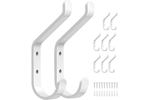 susswiff 10-Pack Coat Hook for Hanging, 20LB (Max), Stainless Wall Hooks for Towel, Hat, Backpack, Key, Clothes, Wall Mounted Coat Hanger for Closet, Metal, White 3.75“