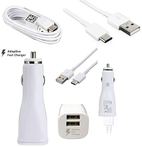 Dual 2-Port weiß original Samsung Adaptive Schnell in Auto Ladegerät mit Typ C Kabel für Samsung Galaxy S8/S8 Plus/Galaxy A3 