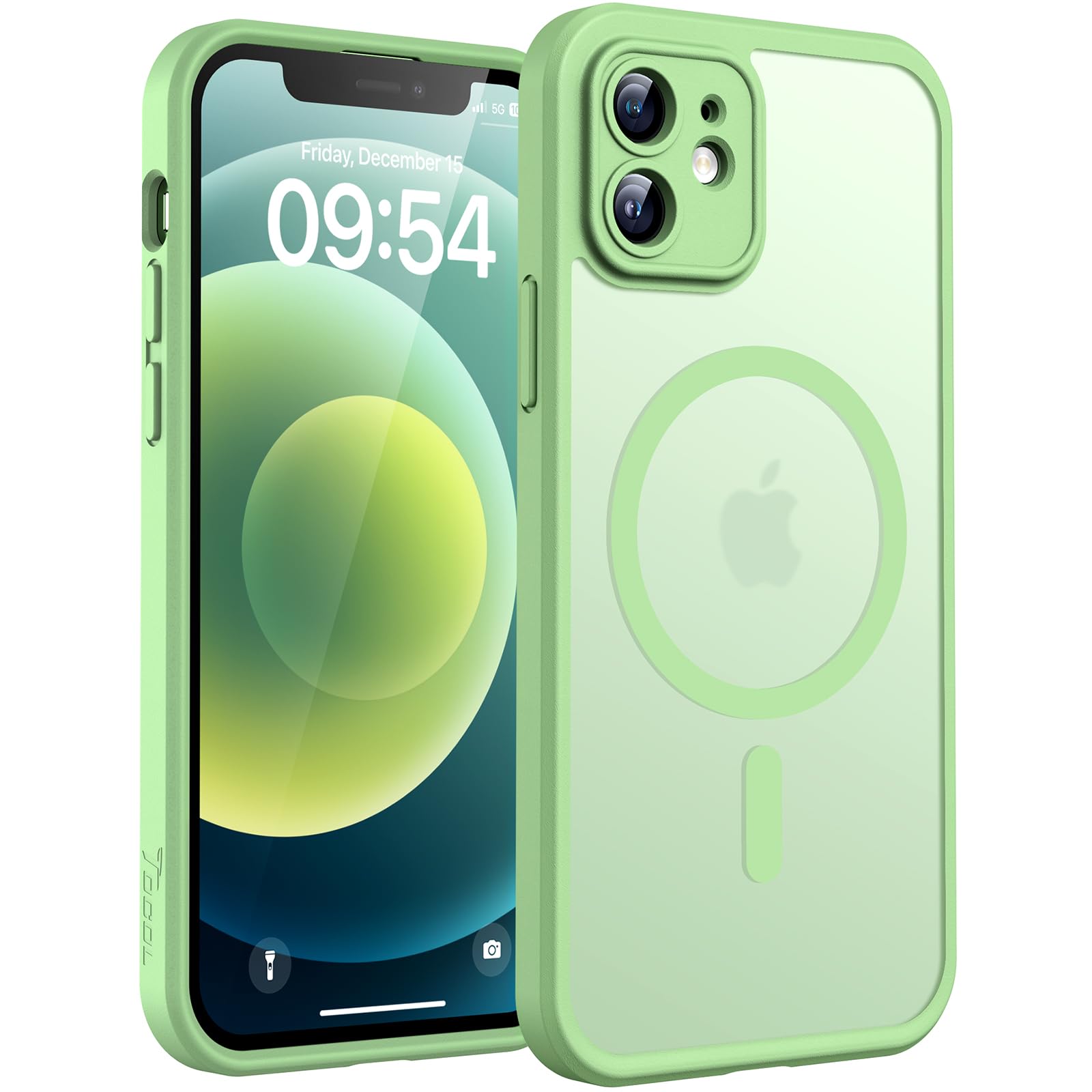 Photo 1 of TOCOL Magnetic for iPhone 12 Case, Upgraded [Full Camera Protection] [Compatible with Magsafe] [15FT Military Grade Protection] Bumper for iPhone 12 6.1, Light Green