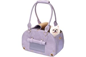 PetsHome Dog Carrier Purse, Pet Bag, Waterproof Premium Leather Pet Travel Portable Bags for Cat and Small Dog Home & Outdoor Small Purple