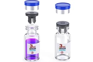 KSIITEKSLAB Ks-Tek Sterile Empty Vial with Separately Butyl Rubber Stopper and Flip Top Closure,Removable,After Filling,Need to Seal by CrimperType 1 Borosilicate Glass Tubing (3ml)
