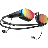 SollaWave AI Music Smart Goggles Swimming Headphones, Real-Time Voice Feedback + 4GB MP3 Player, 9-Axis Motion Tracking Swimming Earbuds, IP68 Waterproof Headphones for Swimming with App &amp; AI Analysis