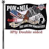 Jayus Eagle Pow Mia Flag Double Sided 4x6 Outdoor-Vivid Colors polyester 220D 3Ply Pow Flags Banner- You Are Not Forgotten Prisoner of War Mia Flag with 2 Grommets
