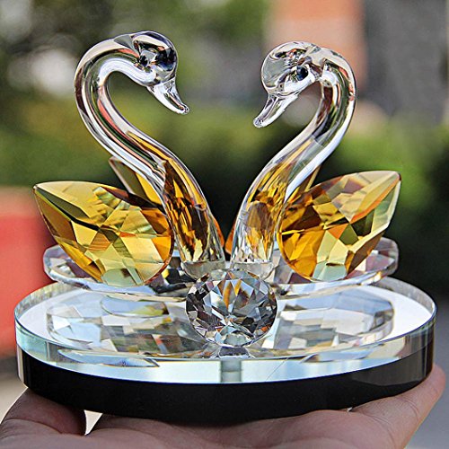 Hot Sale!!Woaills Paperweight Figurine Gift Crafts Home Decor,Crystal Swan Wedding Decor 60mm x 80mm (E)