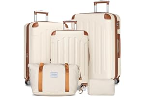 LARVENDER Luggage Sets 5 Piece, Expandable Luggage Set Clearance for Women, Suitcases with Wheels, Hardside Hard Shell Travel Luggage with TSA Lock (White, 5pcs)