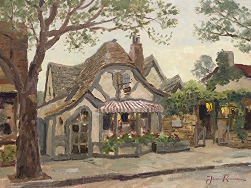 The Period H1225 Thomas Kinkade Tuck Box Tearoom Scenery, (16x20Inch)Only Canvas Oil Painting Home decoration Living Room Bedroom (Frameless)