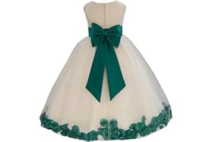 EKIDSBRIDAL Ivory Tulle Rose Floral Petals Toddler Flower Girl Dresses Bridal Gown 302T