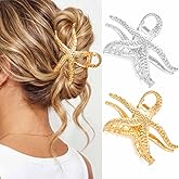 BARTOSI Starfish Claw Clips Gold Metal Hair Clips Large Hair Jaw Clamps for Thick Hair Hair Accessories for Women (Pack of 2)