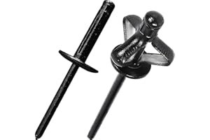 WUXI JIANDA XIN TECHNOLOGY CO., LTD 100 pcs Tri-fold Exploding Large Head Pop Rivets Black Aluminum Alloy Folding Blind Rivets for Soft or Plastic Materials and Car Bumpers.3/16"x3/4"LargeHead:5/8"(16mm)