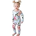Posh Peanut Girls Pajamas - Soft, Viscose from Bamboo PJs for Kids - Matching, Long Sleeve Toddler Pajamas for Girls