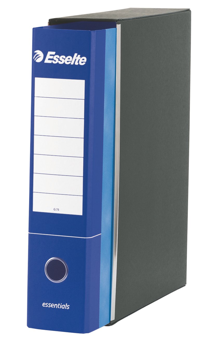Esselte Essentials 390773050 390773050 G73 Recorder with Carry Case, with Lever Mechanism, Commercial Format, 23 x 30 cm, with 8 cm Spine, Blue, Pack of 6
