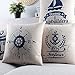 Create For-Life Cotton Linen Decorative Pillowcase Throw Pillow Cushion Cover Sea Compass Rectangle 12