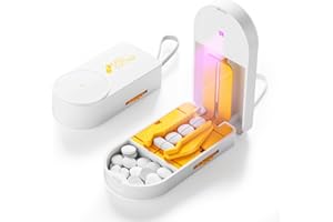 VILOSA Pro U | V C-Pill Cutter & Organizer - Luminescent LED Status Light | 3-25mm Adjustable Blades | Splinter-Free Cutting | Detachable Washable Compartment (Orange)