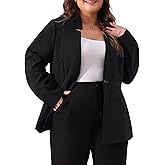 Agnes Orinda Plus Size Business Suit Blazer for Women Office Work Button Long Sleeve Black Blazers Jackets