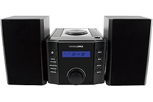 HANNLOMAX HX-1081BT CD Micro Compo with AM/FM Radio, Bluetooth, Aux-in, Wooden Speaker Box.