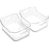 BINO | Plastic Storage Bins, Small - 2 Pack, Clear | THE SOHO COLLECTION | Pantry Organizers and Storage Containers Fridge Organizer Bins Kitchen Cabinet Organizer Medicine Cabinet Bin
