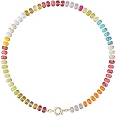 LALAPPLE Colorful Beaded Gemstone Necklace for Women, Boho Rainbow Bead Choker with Natural Stone Crystal Beads, Handmade Summer Beach Necklace Jewelry