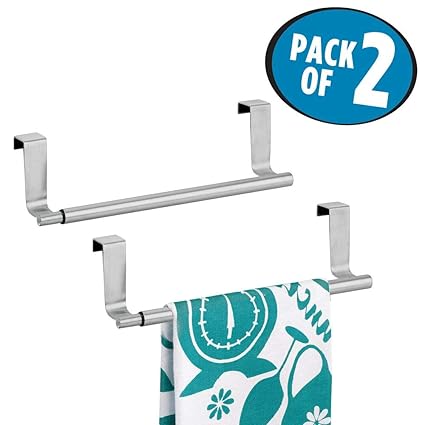 Mdesign Pack Of 2 Decorative Kitchen Over Cabinet Expandable Towel