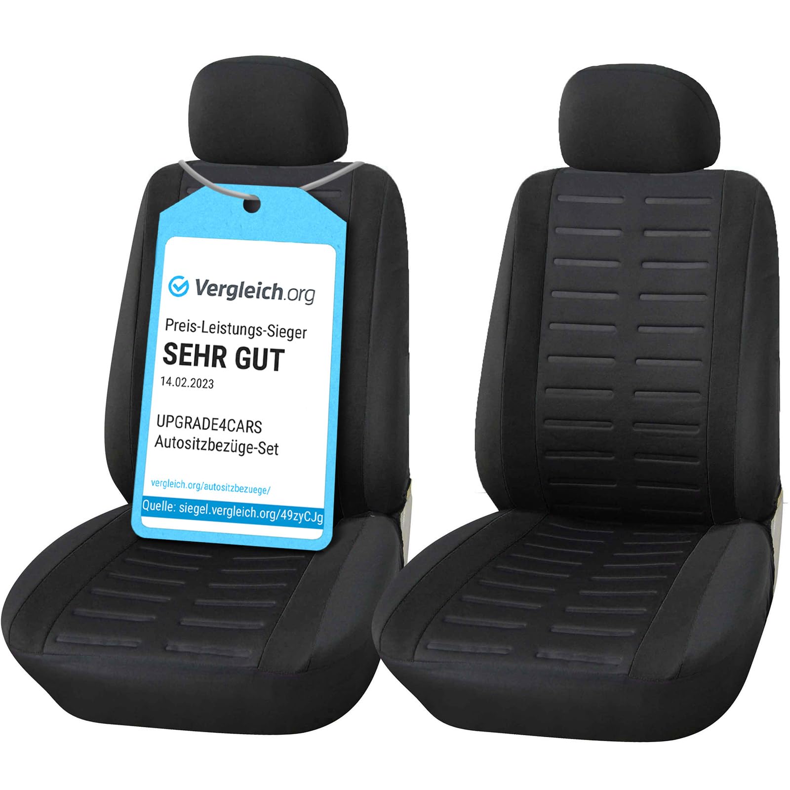 Upgrade4cars Black Car Seat Covers Front Pair | Universal Cover Set for Driver and Passenger Seats + Headrest | Interior Accessories for Women and Men