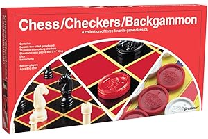 Pressman Chess / Checkers / Backgammon - 3 Games in One with Full Size Staunton Chess Pieces and Interlocking Checkers, 15.62 x 8.00 x 1.50 Inches