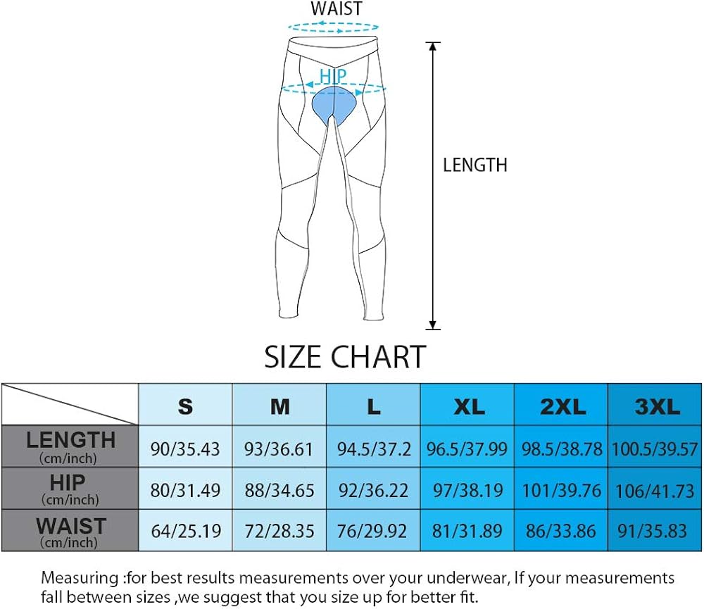 FEIXIANG Cycling Pants for Men, 3D Padded Long Bike Compression Tights MTB Legging Trousers Road Bicycle Mountain Riding Wear: Clothing