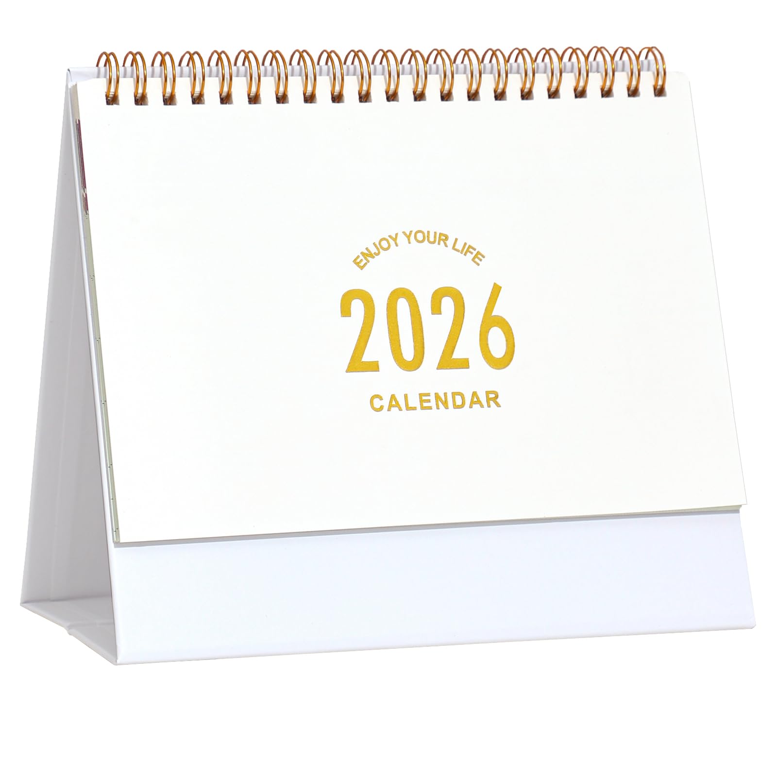 Small Desk Calendar 2026, Standing Flip Desktop Calendar from Now to Dec 2026 - Metal Ring Twin-Wire Binding Monthly Desktop Calendar for Home Office School (White)