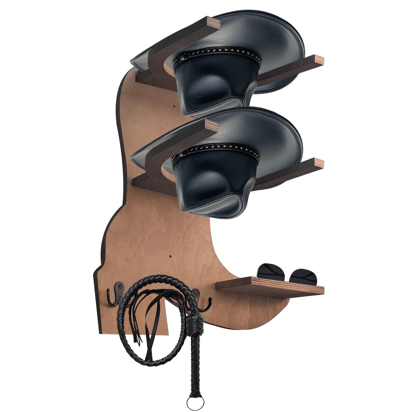 Photo 1 of WLDDFF Cowboy Hat Rack, Cowboy Boot Shaped Holder for Wall Western Hat Rack Wooden Organizer, Cowboy Hat Hangers with 2 Hooks and Glasses Holder