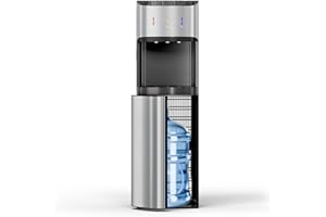 Manastin Bottom Loading Water Cooler Dispenser for 3-5 Gallon Bottles, 3 Temperature - Hot, Cold & Room Water with Child Lock, Ideal Design for Home & Office, Pewter Silver
