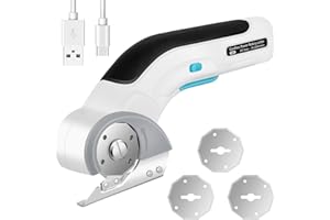 DEJUNPIOOL Cardboard Cutter Electric Box Cutter, 4 Blades, Cordless Electric Scissors for Cardboard, Fabric, Carpet, Plastic, Leather, Rechargeable Power Cutting Tools, Type-C Charging, 4V, 2.0 Ah Battery