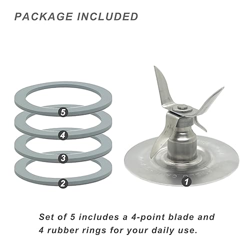 for Oster Blender Replacement Parts Blender Ice Blade with Four Rubber O  Ring Seal Gasket Accessory Refresh Ki