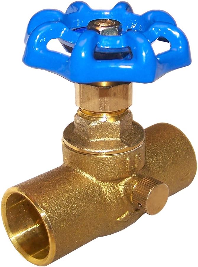American Valve G60S 1/2" Brass Sweat Stop and Waste In-Line Valve, 1/2-Inch